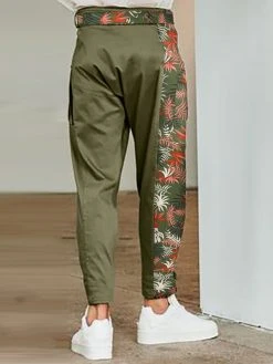 Men Palm Print Spliced Patchwork Belted Pants 12 Men Palm Print Spliced Patchwork Belted Pants -Incerun Shop 89a4981d 05ad 4188 8ff4 0b831a57b24e