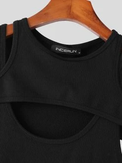 Mens Ribbed Knit Cut Out Tank Top -Incerun Shop 89a9c590 a67c 4c1d 8d6c 9c17a9b9bdcc