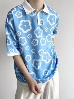 Mens Japan Flower Print Short Sleeve Shirt -Incerun Shop 8a178a48 594c 481e 9387 c62eb67fa943