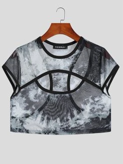 Mens Cut Out Criss-Cross See Through Crop Top -Incerun Shop 8a6651d1 3ef5 4553 bcd8 4683884613ef