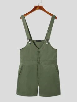 Mens Solid Color Button Design Casual Overall -Incerun Shop 8b11c0a3 61da 4929 8fda 7c6bea79b560