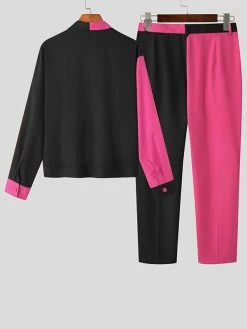 Mens Contrast Patchwork Long Sleeve Two Pieces Outfits -Incerun Shop 8bdcf5cb e71f 40a5 bdbe a9d0ad2c5b69