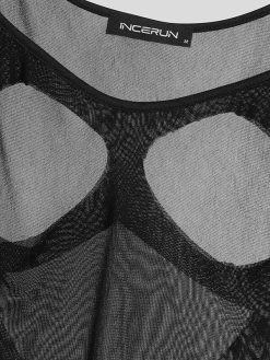 Mens Mesh Hollow Out T-Shirt Vest Set -Incerun Shop 8ed31471 152d 4187 9ec0 999e7a5aacc2