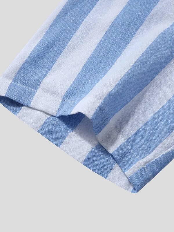 Mens Striped Half Button Casual Short Sleeve Henley Shirt 10 Mens Striped Half Button Casual Short Sleeve Henley Shirt - Image 8