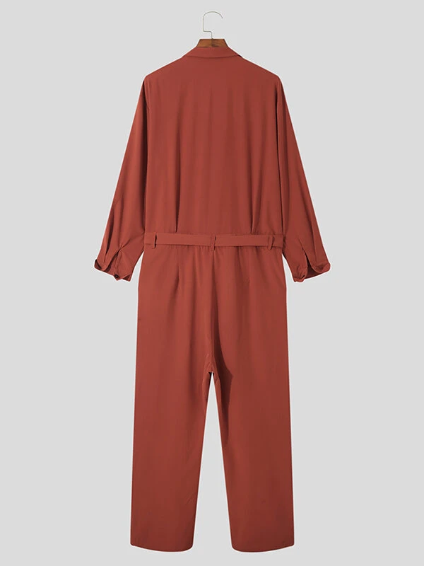 Mens Belted Long Sleeve Casual Jumpsuit 7 Mens Belted Long Sleeve Casual Jumpsuit - Image 5