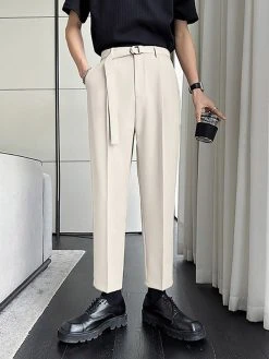 Mens Solid Pocket Casual Tapered Pants -Incerun Shop 8fa4467d aae6 43fe 8641 4b8376ef1a7e