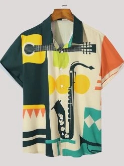 Mens Music Equipment Printed Shirt