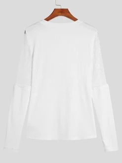 Mens Mesh Patchwork Cutout Long Sleeve T-Shirt -Incerun Shop 8fff63e2 4358 4ba2 b12d f351f4a3e0d5