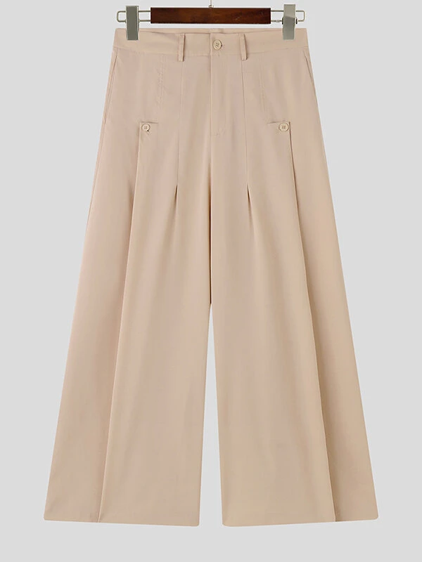 Mens Solid Pleated Casual Wide Leg Pants 7 Mens Solid Pleated Casual Wide Leg Pants - Image 5