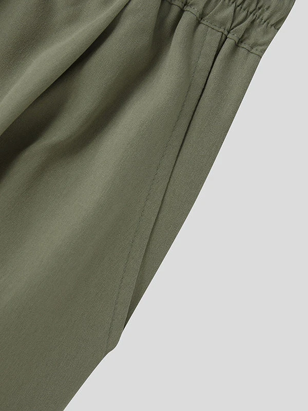 Mens Solid Pocket Drawstring Waist Casual Pants 10 Mens Solid Pocket Drawstring Waist Casual Pants - Image 8