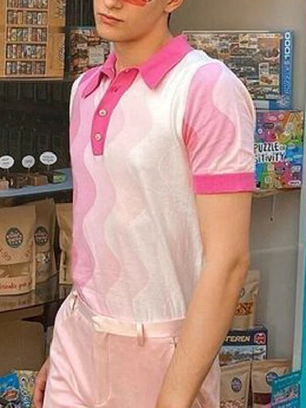 Mens Ombre Wave Striped Knit Short Sleeve Golf Shirt 5 Mens Ombre Wave Striped Knit Short Sleeve Golf Shirt - Image 3