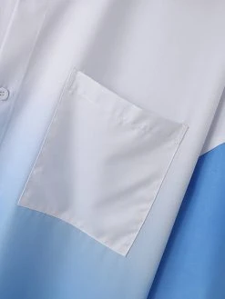 Mens Ombre Lapel Chest Pocket Drop Shoulder Shirt -Incerun Shop 923ba507 1013 4b12 bca6 5babe7c9b066