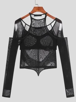 Mens Mesh Hollow Out T-Shirt Vest Set -Incerun Shop 93038284 e271 4531 ba46 6424a5823cfd