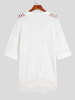 Mens Loose Mesh Fringe Cardigan -Incerun Shop 9312b487 6a9d 40f6 8684 51a6c280993a