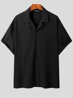 Mens Revere Collar Half Sleeve Button Shirt -Incerun Shop 934579d2 f4c0 4584 90d6 6074b26bf762