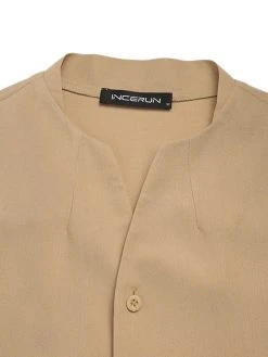 Men V-Neck Short Sleeve Solid Color Shirt -Incerun Shop 94a36e44 2bac 4e9b b994 fb7b89c01b37