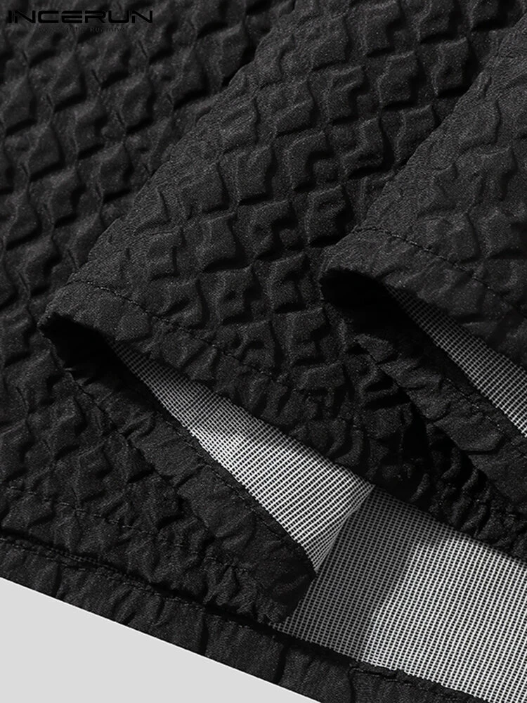 Mens Textured Short Sleeve Suit Collar Shirt 9 Mens Textured Short Sleeve Suit Collar Shirt - Image 7