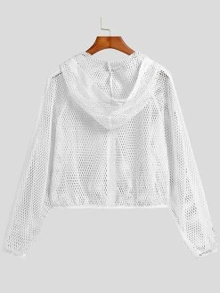 Mens Mesh Hooded Short Long Sleeve Jacket -Incerun Shop 97dfd0b4 bb0a 4343 b7eb be452172bef5