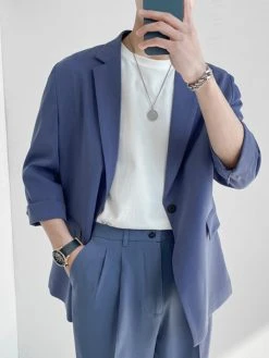 Mens Solid Color Three-quarter Sleeve Blazer 20 Mens Solid Color Three-quarter Sleeve Blazer -Incerun Shop 98e808f7 bac2 4216 b9b3 a9fbccd0fe4c