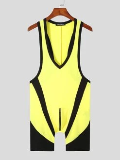 Mens V-Neck Zipper Bodysuits -Incerun Shop 9975ea44 e317 4b81 9b1e 004c89ac8563