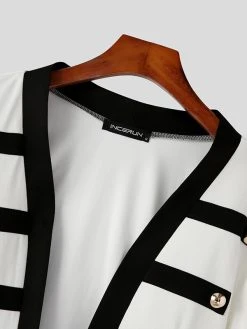 Mens Color Block Chain Metal Button Jacket -Incerun Shop 99a62b19 50ac 427f 8f5e ded504190a61