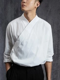 Mens Solid Color Cotton Linen Long Sleeve Shirt -Incerun Shop 9a6ed519 654e 4b31 99c4 b51895f84496