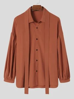 Men Puff Sleeve Strap Collar Loose Shirt -Incerun Shop 9aef5e18 ba8e 4eb9 8eca c2c37ea2720d
