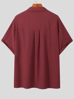 Mens Revere Collar Half Sleeve Button Shirt -Incerun Shop 9baff9ac a149 480d 9984 64c6f4b0bc37
