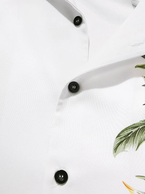 Mens Flower Print Revere Collar Short Sleeve Shirt 9 Mens Flower Print Revere Collar Short Sleeve Shirt - Image 7