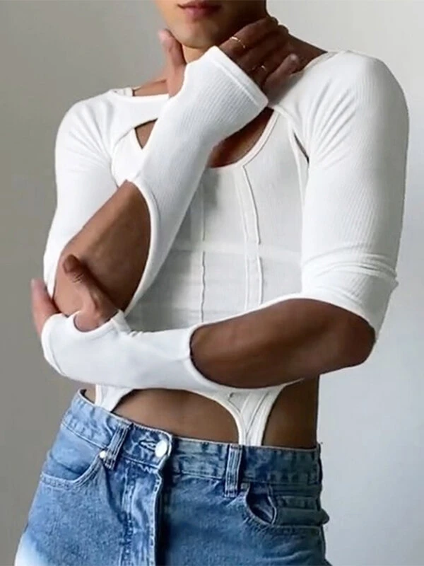 Mens Solid Cutout Tank T-shirt Two Pieces Outfits 4 Mens Solid Cutout Tank T-shirt Two Pieces Outfits - Image 2