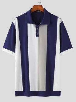 Mens Patchwork Lapel Short Sleeve Shirt -Incerun Shop 9c59a8df 89b0 49c8 b31b 8828a465043a