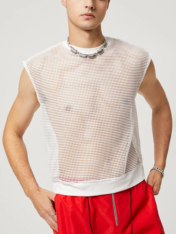 Men Sexy Mesh See Through Crop Top 3 Men Sexy Mesh See Through Crop Top