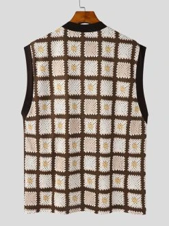 Mens Floral Grid Print Crew Neck Sleeveless Tank -Incerun Shop 9dab4781 a0a9 471b bb5c 68d20f2b75f1