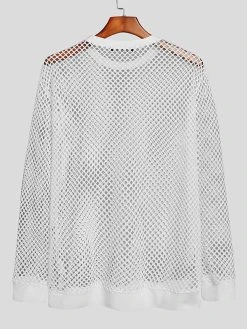 Mens Hollow Out Knitted Round Neck T-Shirt -Incerun Shop 9de54f01 efdc 4602 a37f 9573352b53f6