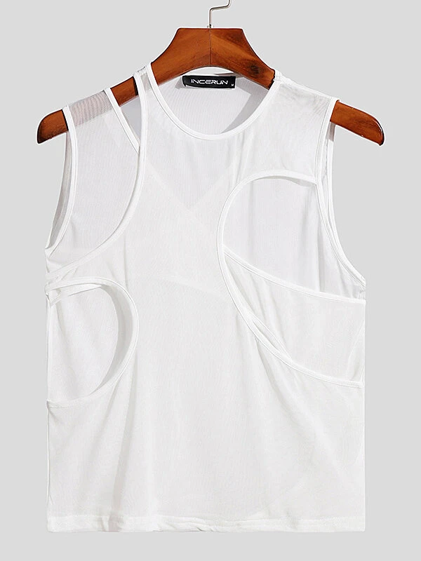Mens Cutout Mesh See Through Tank Top 7 Mens Cutout Mesh See Through Tank Top - Image 5