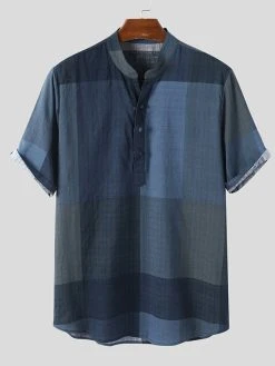 Mens Stand Collar Plaid Short-sleeved Shirt 14 Mens Stand Collar Plaid Short-sleeved Shirt -Incerun Shop 9f5cf08c bded 425e 85ca 6ca2cd07a1b0