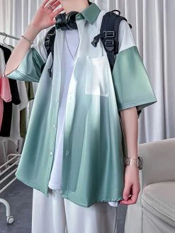 Mens Ombre Lapel Chest Pocket Drop Shoulder Shirt -Incerun Shop a0a9622c e9a5 4050 bdb1 5531cc36dcc1
