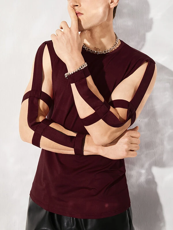 Men Cutout Style Solid T-Shirt 5 Men Cutout Style Solid T-Shirt - Image 3