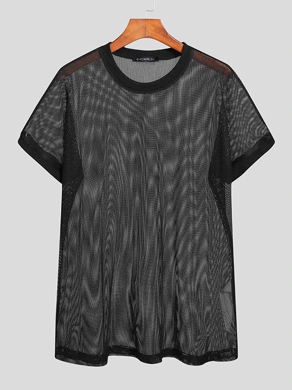 Men Casual Mesh Short Sleeve T-Shirt 5 Men Casual Mesh Short Sleeve T-Shirt - Image 3