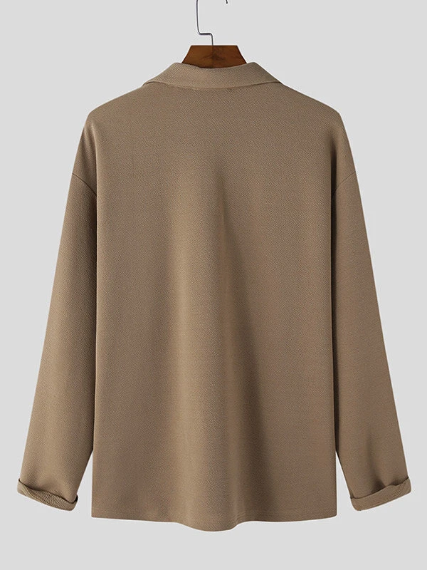 Mens Solid Texture Casual Long Sleeve Golf Shirt 8 Mens Solid Texture Casual Long Sleeve Golf Shirt - Image 6