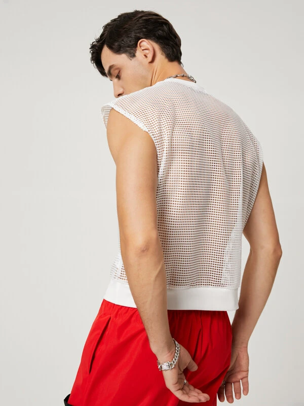 Men Sexy Mesh See Through Crop Top 4 Men Sexy Mesh See Through Crop Top - Image 2