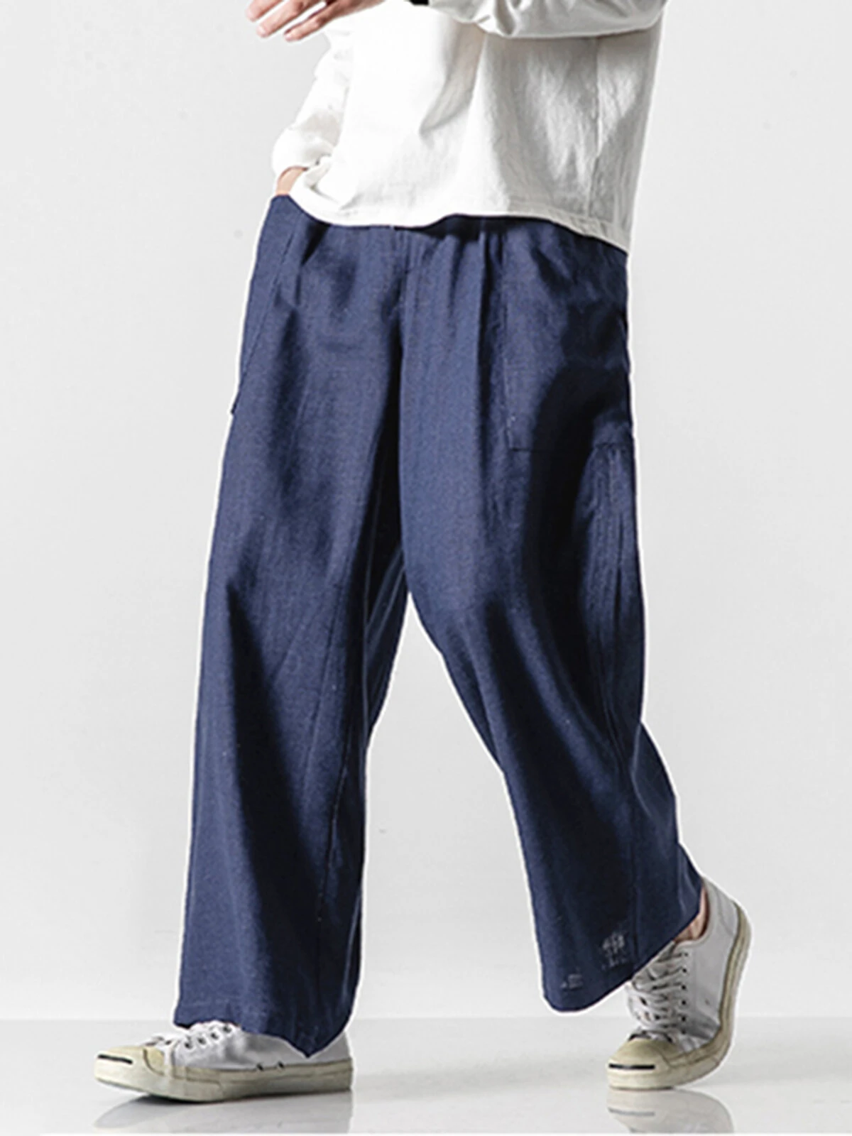 Mens Linen Straight Loose Wide-leg Pants 4 Mens Linen Straight Loose Wide-leg Pants - Image 2