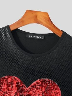 Mens Shiny Metallic Love Heart Patch T-Shirt 18 Mens Shiny Metallic Love Heart Patch T-Shirt -Incerun Shop a478911e 0575 4dbf 8a94 850d6aa4fe24
