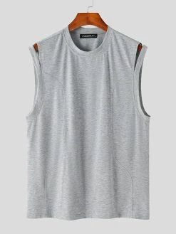 Mens Cutout Shoulder Seam Detail Tank Top -Incerun Shop a48f2f07 b531 4d2e b2e9 8ab976a4be20