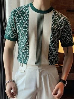 Mens Print Crew Neck Short Sleeve T-shirt