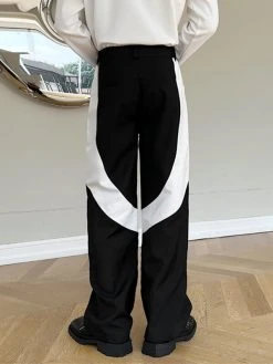 Mens Contrast Patchwork Casual Straight Pants With Pocket -Incerun Shop a53c76f2 d28f 4655 b719 f817cfede4a2