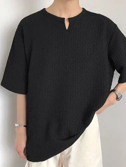 Men V-neck Half-sleeve Solid Color T-Shirt -Incerun Shop a5456e81 9f43 4355 adc5 3846f9084771