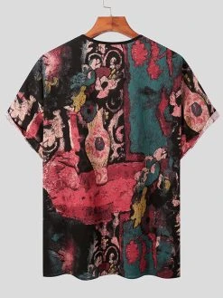 Mens Cotton Ethnic Style Floral Print T-Shirt -Incerun Shop a5e6a687 b5dd 4604 b86b f9dfc0ada4a3