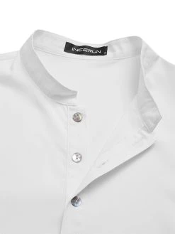 Mens Stand-up Collar Long-sleeved Robes -Incerun Shop a6356693 87c5 4e00 838e c5b219d6b93e