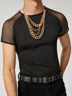 Men Sexy Patchwork Mesh Short Sleeve T-shirt -Incerun Shop a64173d5 05d8 4810 b634 bef040978449